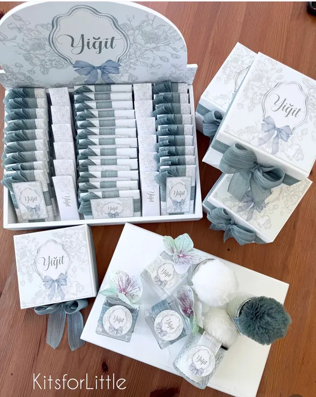Su yeşili temalı isimli doğum hediyelikleri · Yiğit