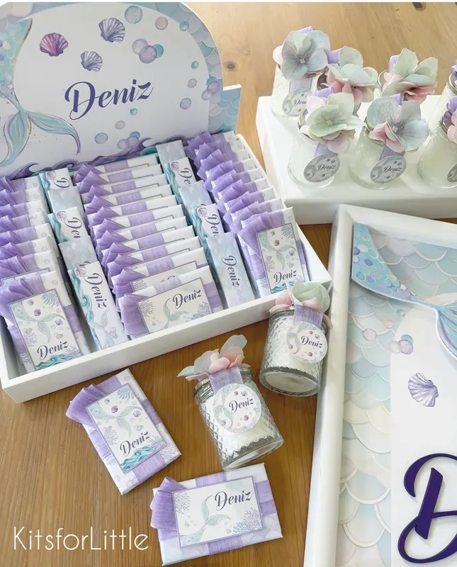 Deniz kızı temalı isimli doğum hediyelikleri · Deniz